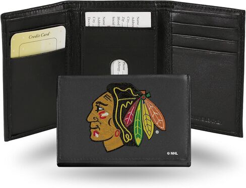 Rico Industries NHL Embroidered Genuine Leather Tri-fold Wallet 3.25" x 4.25" - Slim in Kuwait