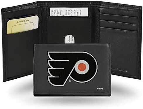 محفظة Rico Industries NHL من الجلد الطبيعي المطرزة ثلاثية الطي مقاس 3.25 بوصة × 4.25 بوصة - رفيعة in Kuwait
