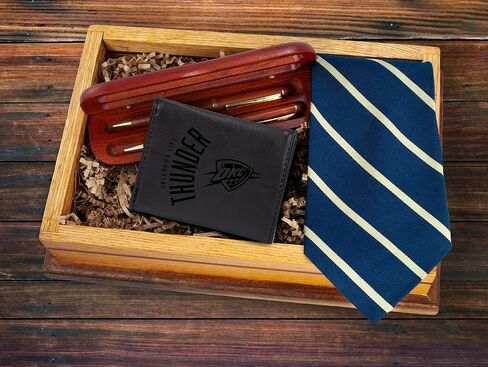 Rico Industries NBA Oklahoma City Thunder Premium Laser Engraved Vegan Brown Leather Front Pocket Wallet - Compact and Slim Yet Sturdy Design - Perfect to Show Your Team Pride or Gift in Saudi Arabia