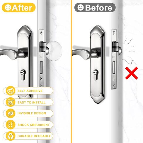 GroTheory Door Stoppers Wall Protector, 4 Pack Large 3.15" Door Knob Wall Protectors with Strong Self Adhesive, Clear Door Handle Bumper Rubber Door Stops for Wall in Kuwait