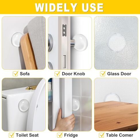 GroTheory Door Stoppers Wall Protector, 4 Pack Large 3.15" Door Knob Wall Protectors with Strong Self Adhesive, Clear Door Handle Bumper Rubber Door Stops for Wall in Kuwait