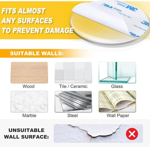 GroTheory Door Stoppers Wall Protector, 4 Pack Large 3.15" Door Knob Wall Protectors with Strong Self Adhesive, Clear Door Handle Bumper Rubber Door Stops for Wall in Kuwait