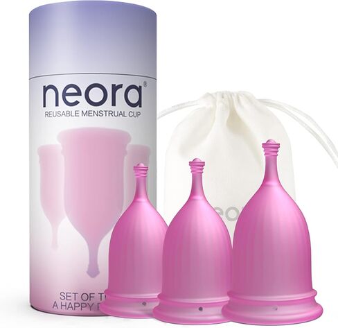 Menstrual Cups - Set of 3 Reusable Period Cups Soft Silicone Tampon and Pad Alternative (1 Small &1 Medium &1 Large) (Pink) in Saudi Arabia