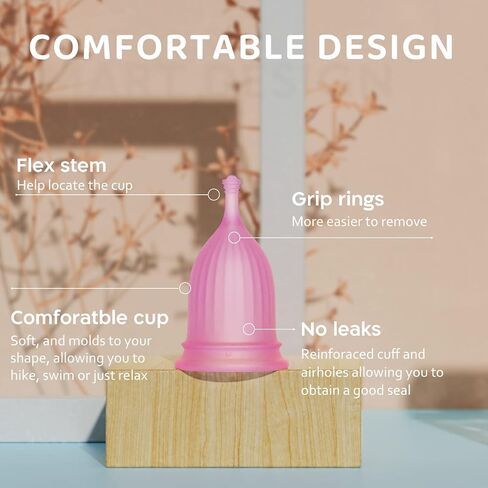 Menstrual Cups - Set of 3 Reusable Period Cups Soft Silicone Tampon and Pad Alternative (1 Small &1 Medium &1 Large) (Pink) in Saudi Arabia
