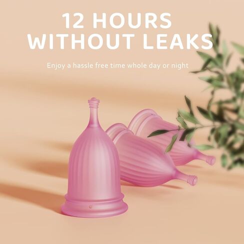 Menstrual Cups - Set of 3 Reusable Period Cups Soft Silicone Tampon and Pad Alternative (1 Small &1 Medium &1 Large) (Pink) in Saudi Arabia