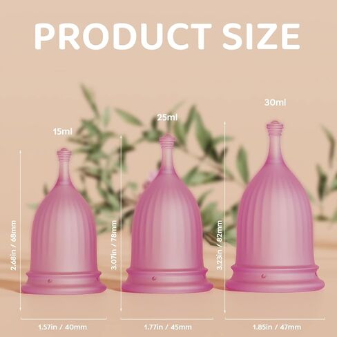 Menstrual Cups - Set of 3 Reusable Period Cups Soft Silicone Tampon and Pad Alternative (1 Small &1 Medium &1 Large) (Pink) in Saudi Arabia
