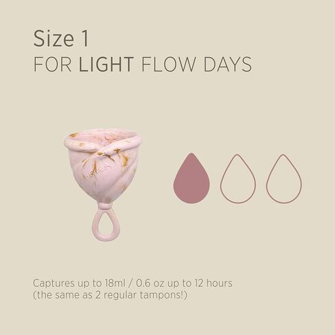 كوب الحيض Hevea Loop عبوة واحدة مقاس 1 (أحمر الخدود الذهبي)، مصنوع من المطاط الطبيعي بنسبة 100% - كوب أنعم لفترة - يمكن ارتداؤه لمدة تصل إلى 12 ساعة in Kuwait