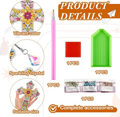 Ireer 6 Pcs Cross 5D Diamond Art Kit for Adult DIY Painting Kit Religious Crystal Cross Diamond Bookmarks for Reading Lover Home Office School Project Read DIY Crafts Gifts, 6 Styles in Saudi Arabia