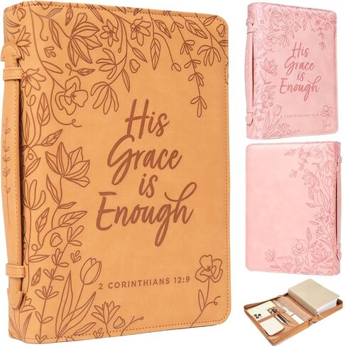 Large Bible Covers for Women - Floral Bible Cover Case for Women | Bible Carrying Case for Women | Girls Bible Cases for Women | Leather Bible Covers for Women with Pockets | Bible Book Cover Gifts in Saudi Arabia
