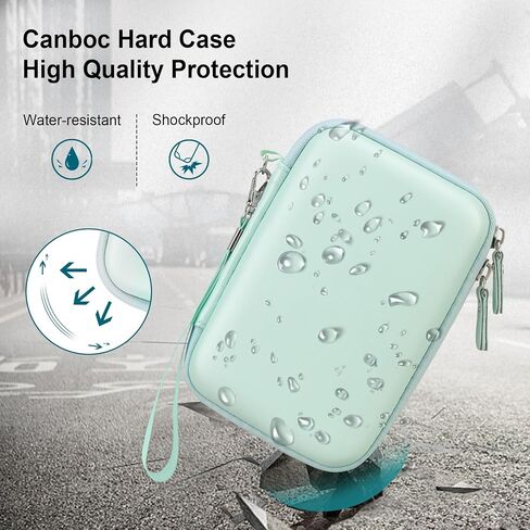 Canboc Hard Carrying Case Compatible with NELKO/TYPONOS P21 Label Maker Machine, Portable Bluetooth Label Printer Box, Zipper Mesh Bag fits Label Paper and Charging Cord, Green in Saudi Arabia