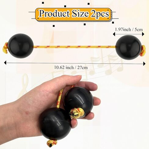 قطعتان من كرة Aslatuas الإيقاعية Kashaka Shaker أداة شاكر أفريقي متينة ABS Kashaka Music Egg Shaker مع قرع مزدوج للحفلات وحفلات الزفاف، أسود in Saudi Arabia