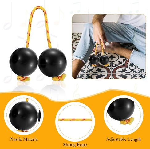 قطعتان من كرة Aslatuas الإيقاعية Kashaka Shaker أداة شاكر أفريقي متينة ABS Kashaka Music Egg Shaker مع قرع مزدوج للحفلات وحفلات الزفاف، أسود in Saudi Arabia