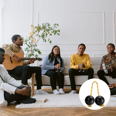 قطعتان من كرة Aslatuas الإيقاعية Kashaka Shaker أداة شاكر أفريقي متينة ABS Kashaka Music Egg Shaker مع قرع مزدوج للحفلات وحفلات الزفاف، أسود in Saudi Arabia