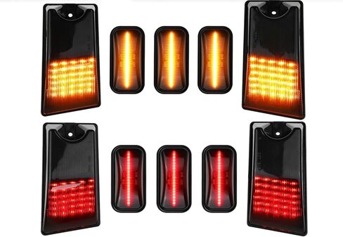 10 قطع LED مجموعة إضاءة سقف الكابينة استبدال العدسات المدخنة المتوافقة مع Hum mer H2 SUT2003-2009 عدسة دخان ضوء العلامة والإسكان الأسود in Kuwait