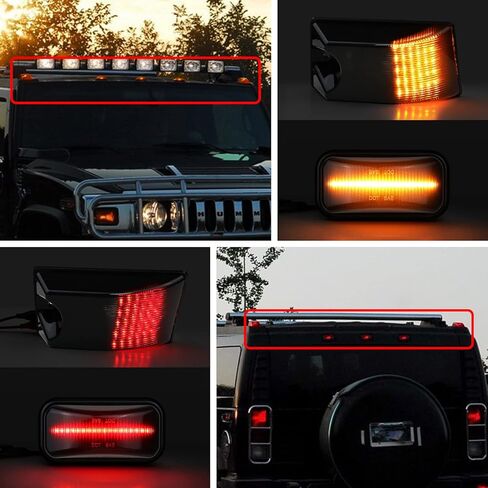 10 قطع LED مجموعة إضاءة سقف الكابينة استبدال العدسات المدخنة المتوافقة مع Hum mer H2 SUT2003-2009 عدسة دخان ضوء العلامة والإسكان الأسود in Kuwait