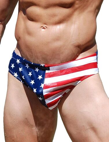 Men's American Flag Swimsuit Stars & Stripes or Solid Color Bikini Swimwear in Saudi Arabia