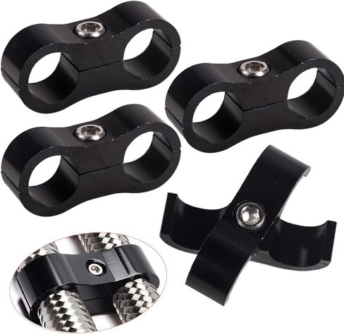 6AN خرطوم فاصل المشبك، AN6 خط الوقود تصاعد المشبك الألومنيوم الأسود 4PCS in Kuwait