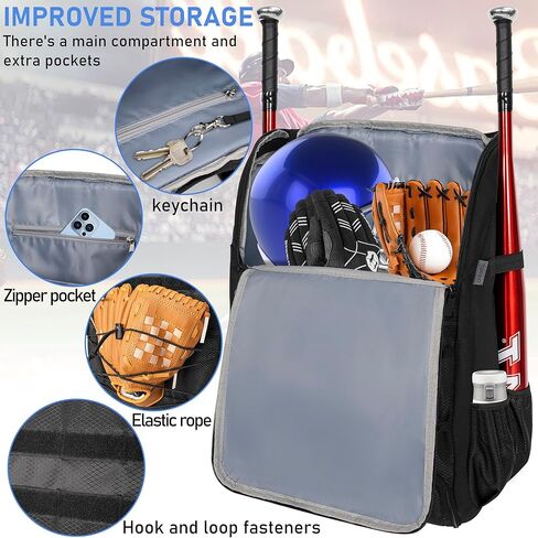 حقيبة مضرب البيسبول من توريبيو، حقيبة ظهر لمعدات البيسبول مع حجرة للأحذية، للبيسبول وكرة تي والكرة اللينة، تحمل مضرب وخوذة وقفاز in Kuwait