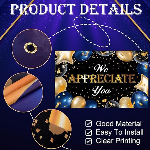 We Appreciate You Decorations Thank You Banner 43*70 Inch Doctor Nurse Teacher Pastor Employee Appreciation Gifts Mothers Day Decorations Vet Tech Week Gifts Thank You Sign Banner Team Appreciation Week in Saudi Arabia