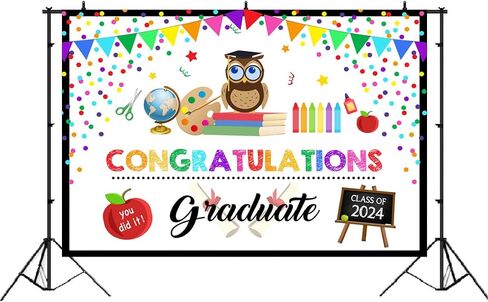 Lofaris Kindergarten Congrats Grad Backdrop Preschool PreK Graduate School Graduation Ceremony Background Congratulation Celebration Prom Decor Banner Cake Table Supplies 5x3ft in Saudi Arabia