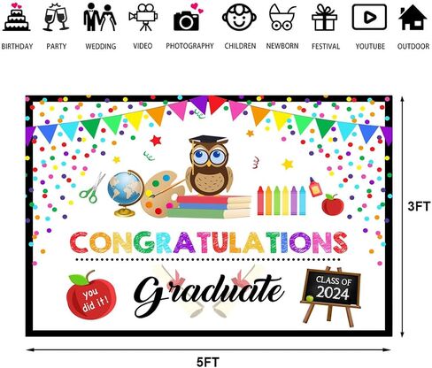 Lofaris Kindergarten Congrats Grad Backdrop Preschool PreK Graduate School Graduation Ceremony Background Congratulation Celebration Prom Decor Banner Cake Table Supplies 5x3ft in Saudi Arabia