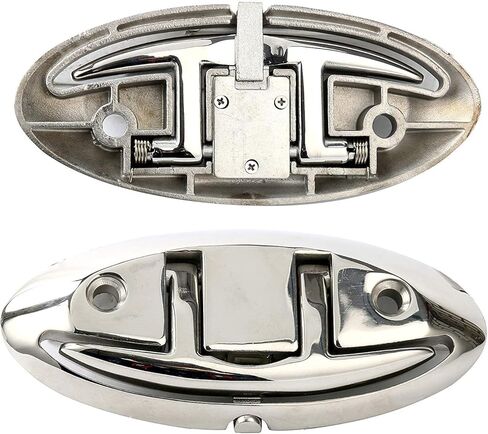 Amarine-made 7-1/2 بوصة مربط قارب من الفولاذ المقاوم للصدأ مربط شديد التحمل قابل للطي، مربط سطح السفينة قابل للطي من الدرجة البحرية فضي - قطعتان in Kuwait