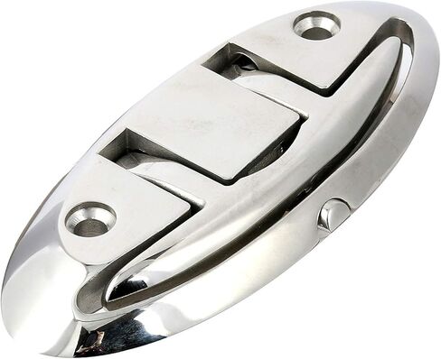 Amarine-made 7-1/2 بوصة مربط قارب من الفولاذ المقاوم للصدأ مربط شديد التحمل قابل للطي، مربط سطح السفينة قابل للطي من الدرجة البحرية فضي - قطعتان in Kuwait