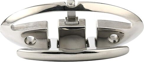 Amarine-made 7-1/2 بوصة مربط قارب من الفولاذ المقاوم للصدأ مربط شديد التحمل قابل للطي، مربط سطح السفينة قابل للطي من الدرجة البحرية فضي - قطعتان in Kuwait