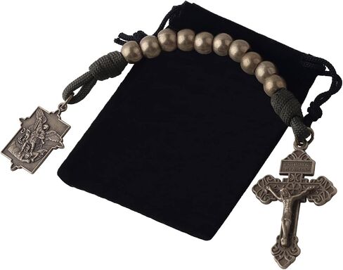 Pocket Rosary Open Style One Decade Stainless Steel Catholic Rosary Beads with Crucifix Saint Benedict Medal with Gift Bag in Saudi Arabia