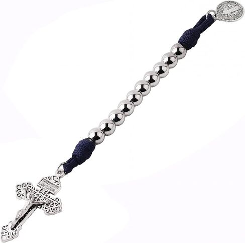 Pocket Rosary Open Style One Decade Stainless Steel Catholic Rosary Beads with Crucifix Saint Benedict Medal with Gift Bag in Saudi Arabia
