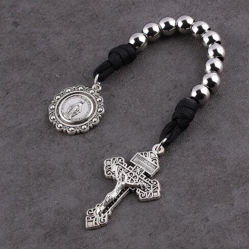 Pocket Rosary Open Style One Decade Stainless Steel Catholic Rosary Beads with Crucifix Saint Benedict Medal with Gift Bag in Saudi Arabia