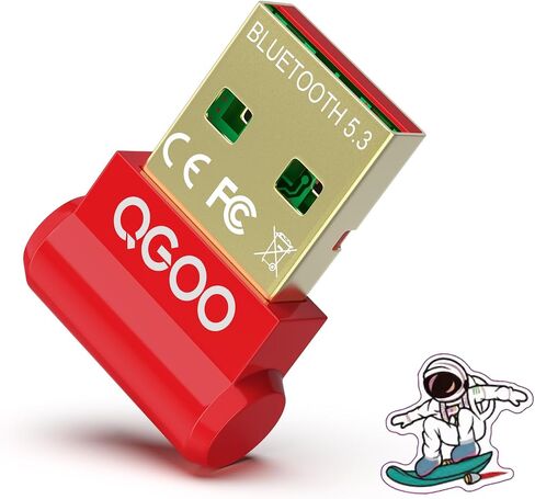 محول USB بلوتوث 5.3 للكمبيوتر المكتبي، قم بتوصيل وتشغيل جهاز استقبال دونجل بلوتوث صغير EDR للكمبيوتر المحمول وسماعات رأس بلوتوث وماوس لوحة المفاتيح (أحمر) in Saudi Arabia