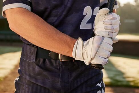 Mizuno B-303 Baseball Batting Gloves | Pair | Adult and Youth | Full Grain Leather Palm | AirMesh Inserts | QuikAdjust Wrist Tab in Saudi Arabia
