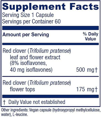 Vitanica Red Clover Blossom and Leaf Extract 500mg with 8% Isoflavones, Plus 175mg Blossoms, Menopause Relief Support for Women, 2 Month Supply, Non-GMO, Gluten Free, Vegan Supplement, 60 Capsules in Saudi Arabia