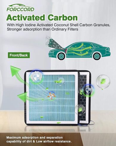 2-Pack HEPA Cabin Air Filter Fits for 2019-23 Subaru Ascent, 2018-23 Crosstrek, 2017-23 Impreza, 2020-24 Legacy, 2020-2024 Outback Activated Carbon Replacement 72880-FL00A Car Accessories in Kuwait