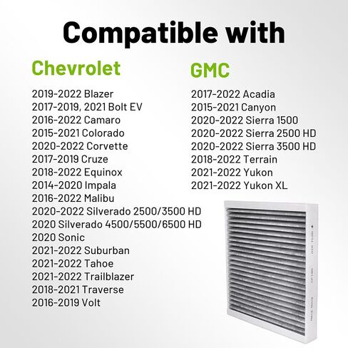 CF185 Cabin Air Filter Fits 2014-2022 Chevy/GMC/Cadillac/Buick Silverado Camaro Colorado Cruze Sonic Equinox Impala Malibu Silverado Sierra Canyon Yukon Escalade ATS CT4 CT5 Enclave in Saudi Arabia