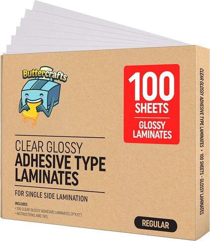Laminating Sheets (9" x 12", 100 Sheets, Glossy) - Self Laminating Sheets for 8.5" x 11" Items, Clear Contact Paper, Adhesive Cold Laminate Sheets, Lamination Sheets for Stencil Vinyl, No Laminator in Saudi Arabia