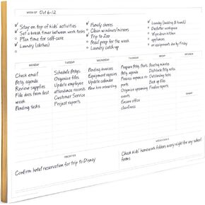 Blu Monaco Pastel Border Weekly Planner Notepad – Weekly To-Do List with 52 Tear-Off Sheets – Soft Pastel Weekly Planner Pad with Calendar, Goals, and Priorities