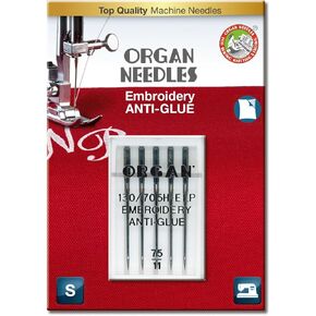 Organ Needles 4964832910738 Anti-Glue Embroidery Needles #75/11 Anti-Glue Embroidery X 5 Needles