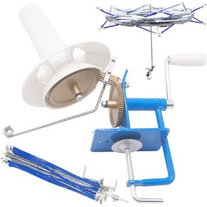 LAMXD NEEDLECRAFT كبير الخيوط المعدنية jumbo/الصوف/السلسلة/الألياف التي تعمل باليد اليدوية ، 10 أونصة ، مع inder غزل سريع المظلة ، حامل لفة الكرة التي تعمل باليد ، لخطوط متعرج سريع ، والأربطة ، والغزلان
