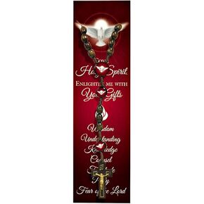 Needzo Come Holy Spirit Confirmation Cord Rosary and Bookmark, 19 Inch
