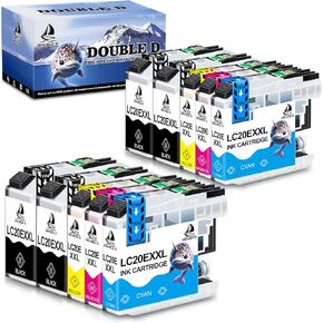 DOUBLE D Upgraded LC20E Compatible Replacement for Brother LC20E LC-20E XXL Ink Cartridges for Brother MFC-J985DW J775DW J5920DW J985DWXL Printer (4BK+2C+2M+2Y) 10 Pack-Updated Version