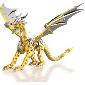 3D Puzzles for Adults,Stainless Steel Pteranodon Metal Kit - 3D Metal for Kids, Parent-Child Activity Toy/Building Blocks,Jigsaw Toy for Family Game（Golden