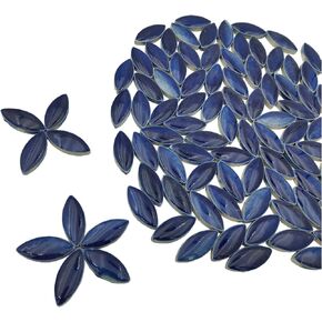 1.1lb Ceramic Mosaic Tiles for Crafts, Leaf Mosaic Pieces Porcelain Mosaic Tiles for Mosaic DIY, Stained Ceramics Supplies (Blue Flower) in Kuwait