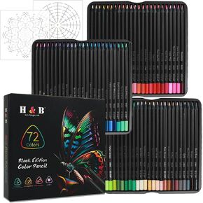 H & B 120-Color Colored Pencils Set, Metallic colored Pencils, Sketching Pencils, Coloring pencilsfor adults, Shading Blend, Soft Core Pre-sharpened Pencils, Suitable for Artists, Beginners, Gifts