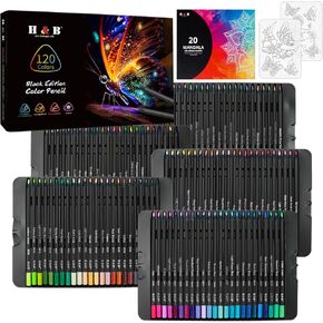 H & B 120-Color Colored Pencils Set, Metallic colored Pencils, Sketching Pencils, Coloring pencilsfor adults, Shading Blend, Soft Core Pre-sharpened Pencils, Suitable for Artists, Beginners, Gifts
