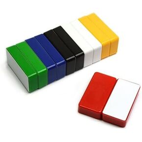 CMS Magnetics - (12-Pack Dominos Multi-Color) Colorful Super Strong Ceramic Domino Magnets for Dry Erase Whiteboards, Bulletins, Refrigerator, Office, Kitchen, School, Classroom