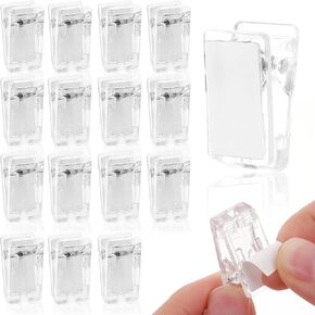 15 Pcs Tapestry Wall Hanging Clips, Self Adhesive Clips Wall Clips for Hanger Poster Clips Shower Curtain Clips Double-Sided Adhesive Spring Clips for Blanket Poster Clothing Wall Flag (Clear)