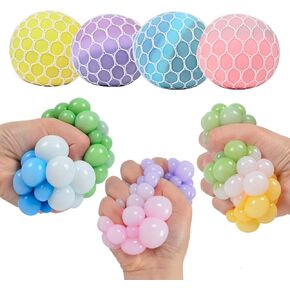 Moiest 4 PCS كرات الإجهاد العني الشبكية ملونة - تغيير ألعاب التململ لتخفيف الإجهاد وممارسة التمارين اليدوية