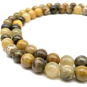 ABCGEMS Dominican Republic Larimar Beads with Black Iron Oxide Inclusion (These Hematite Inclusion Manifest as Black Streaks Providing a Striking Contrast) Smooth Round 12mm